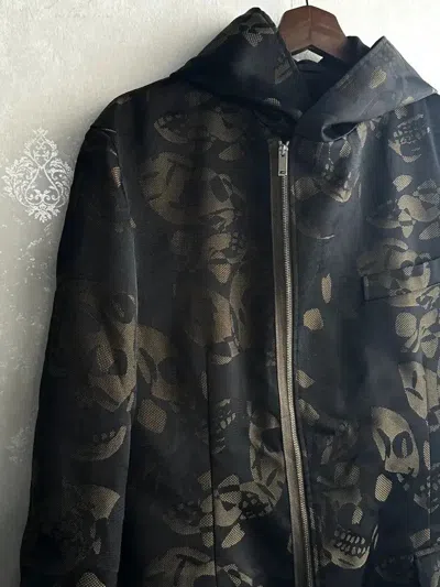 Pre-owned Alexander Mcqueen Sz 48  Skull Pattern Jacket In Black