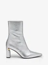 Alexander Mcqueen Metallic Leather T-bar Heeled Ankle Boots 80 In Silver