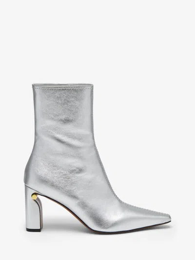 Alexander Mcqueen T-bar Ankle Boot In Silver