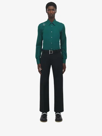Alexander Mcqueen T-bar Belt Trousers In Black