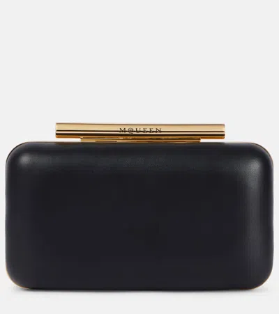 Alexander Mcqueen T-bar Leather Clutch In Black/gold