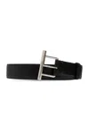 ALEXANDER MCQUEEN T-BAR BUCKLED LOGO ENGRAVED BELT