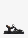 Alexander Mcqueen Leather T-bar Caged Sandals 25 In Black