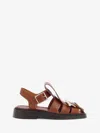 Alexander Mcqueen Leather T-bar Caged Sandals 25 In Brown
