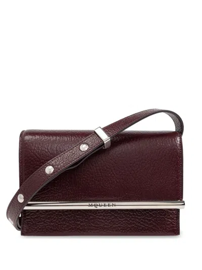 Alexander Mcqueen T-bar Leather Shoulder Bag In Burgundy