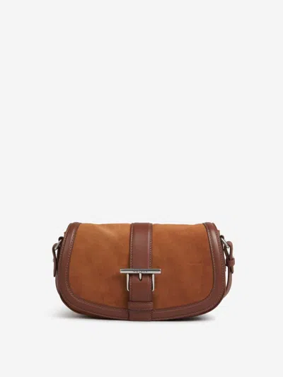 Alexander Mcqueen T-bar Crossbody Bag In Dark Brown Silver