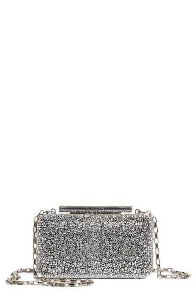 Alexander Mcqueen Mcqueen T-bar Crystal Box Clutch In Silver/black
