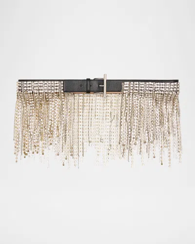 Alexander Mcqueen T-bar Crystal Fringe Leather Belt