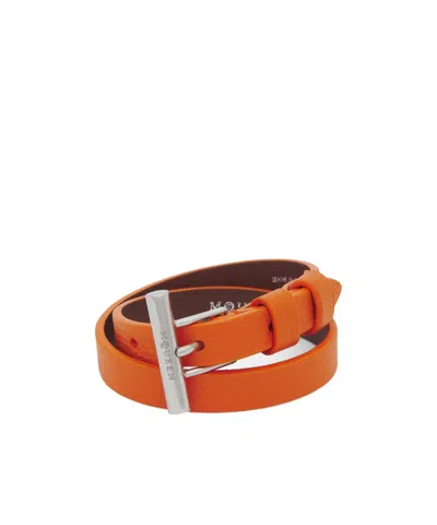Alexander Mcqueen T-bar Double Loop Bracelet In Orange