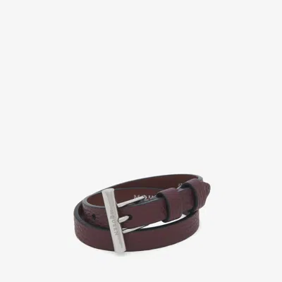 Alexander Mcqueen T-bar Double Wrap Bracelet In Oxblood