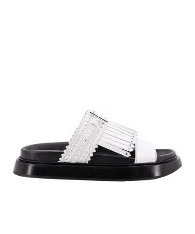 ALEXANDER MCQUEEN ALEXANDER MCQUEEN T-BAR FRINGED SLIDES