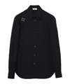Alexander Mcqueen Metal Detail Long Sleeves Point Collar In Black