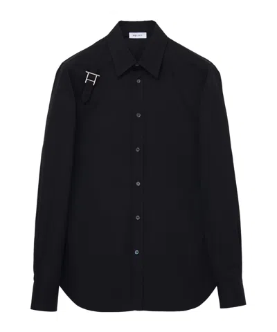 Alexander Mcqueen T-bar Harness Buttoned Shirt In Black