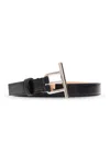 Alexander Mcqueen T-bar Buckled Logo Engraved Belt In Nero E Argento