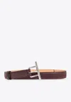 Alexander Mcqueen T-bar Leather Belt In Burgundy