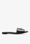 Alexander Mcqueen T-bar Leather Flat Sandals In Black
