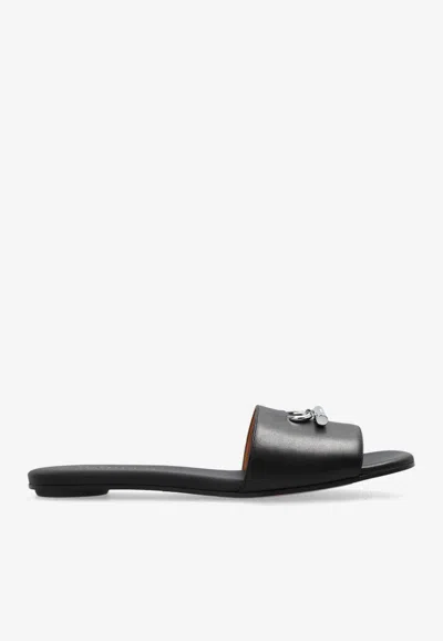 ALEXANDER MCQUEEN T-BAR LEATHER FLAT SANDALS