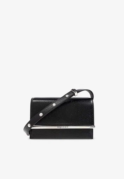 Alexander Mcqueen T-bar Leather Shoulder Bag In Black