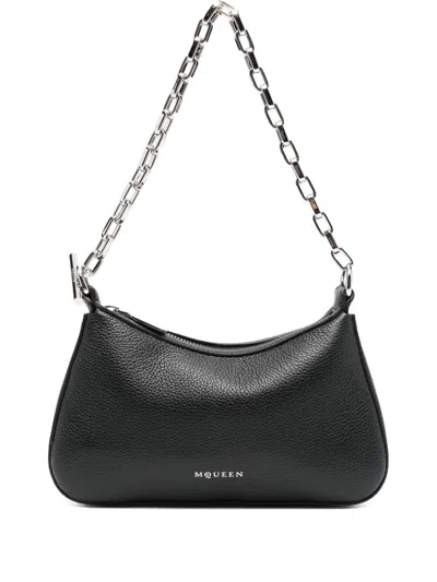 Alexander Mcqueen T-bar Leather Shoulder Bag In Black