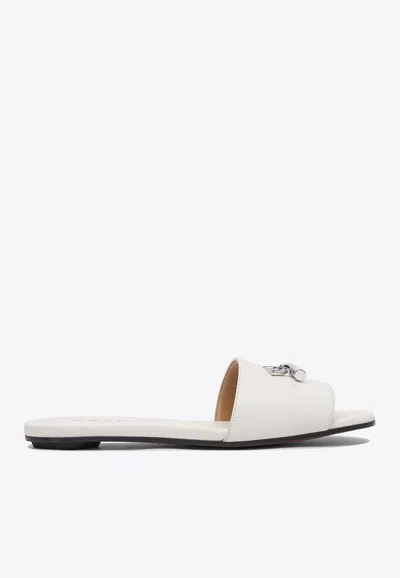 Alexander Mcqueen T-bar Leather Slides In White