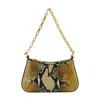Alexander Mcqueen Mcqueen Mini T-bar Python Print Leather Top Handle Bag In Brown