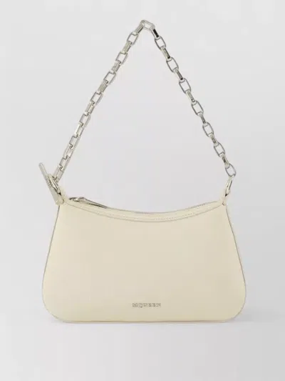 Alexander Mcqueen T Bar Mini Leather Clutch Bag In Neutrals