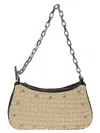 Alexander Mcqueen Stud-embellished Shoulder Bag In Natural Black Silver