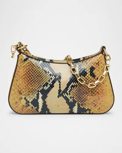 Alexander Mcqueen T-bar Python-embossed Leather Mini Pouch Bag