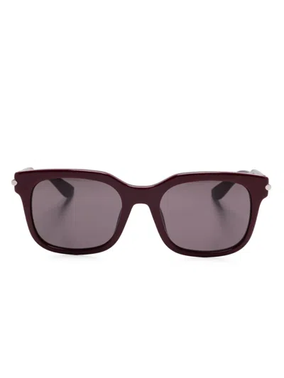 Alexander Mcqueen T-bar Rectangular Sunglasses In Red