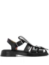 Alexander Mcqueen Round Toe Leather Sandals With Buckle Detail