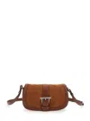 Alexander Mcqueen Satchel Brown Crossbody Bag With T-buckle And Embossed Logo In Suede Woman In Multicolor