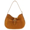 Alexander Mcqueen Brown Shoulder Bag With Adjustable Shoulder Strap And T Buckle Closure On The Front In Suede Woman In Orange