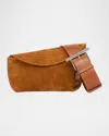 Alexander Mcqueen T-bar Sling Angular Suede Shoulder Bag