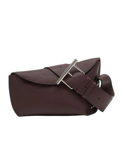 Alexander Mcqueen T-bar Sling Asymmetric Crossbody Bag In Burgundy