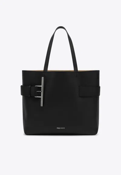 ALEXANDER MCQUEEN T-BAR SLING GRAINED LEATHER TOTE BAG