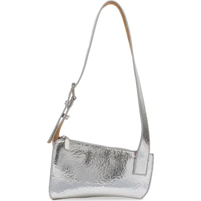 Alexander Mcqueen T-bar Sling Metallic Leather Crossbody Pouch In Silver/beige/silver
