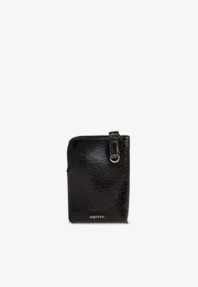 Alexander Mcqueen T-bar Sling Phone Holder In Black