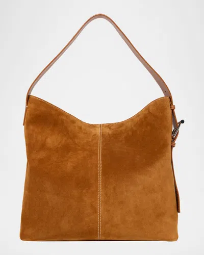 Alexander Mcqueen T-bar Sling Topstitched Suede Tote Bag