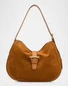 Alexander Mcqueen T-bar Suede Shoulder Bag In Brown