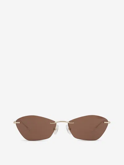Alexander Mcqueen T-bar Sunglasses In Gold