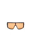 Alexander Mcqueen T-bar Visor Sunglasses In Black/orange In Brown