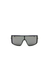 Alexander Mcqueen T-bar Visor Sunglasses In Black/silver In Gray