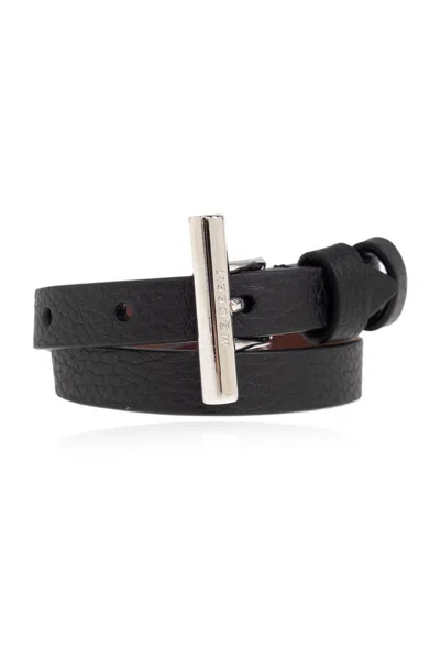 Alexander Mcqueen T-bar Double Wrap Bracelet In Black