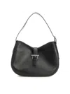 Alexander Mcqueen Black Shoulder Bag With Adjustable Shoulder Strap And T Buckle Closure On The Front In Leather Woman In Black