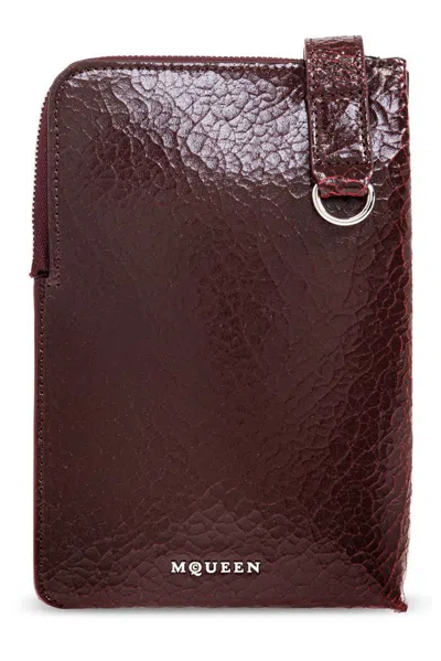 Alexander Mcqueen Logo-lettering Phone Pouch In Red
