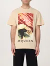 Alexander Mcqueen Crew Neck Graphic Print Short Sleeves In Beige