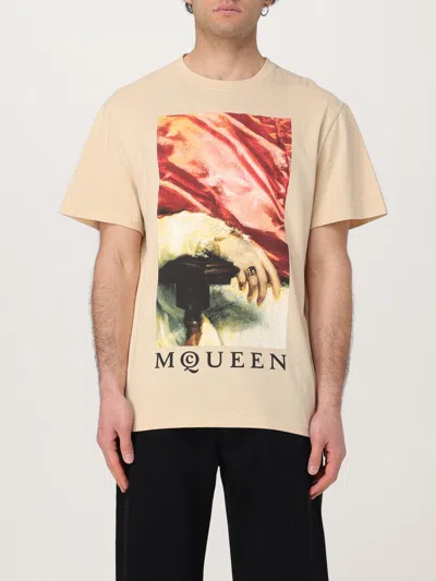 Alexander Mcqueen Crew Neck Graphic Print Short Sleeves In Multicolour