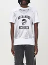 Alexander Mcqueen Printed Compact Cotton T-shirt In Weiss
