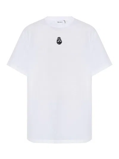 Alexander Mcqueen Embroidered Skull T-shirt In White
