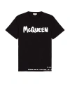 Alexander Mcqueen Black Cotton Logo Print T-shirt